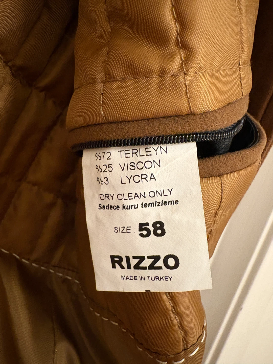 Brand New - RIZZO Men's Brown Wool Blend Overcoat Size 58 - photo 2
