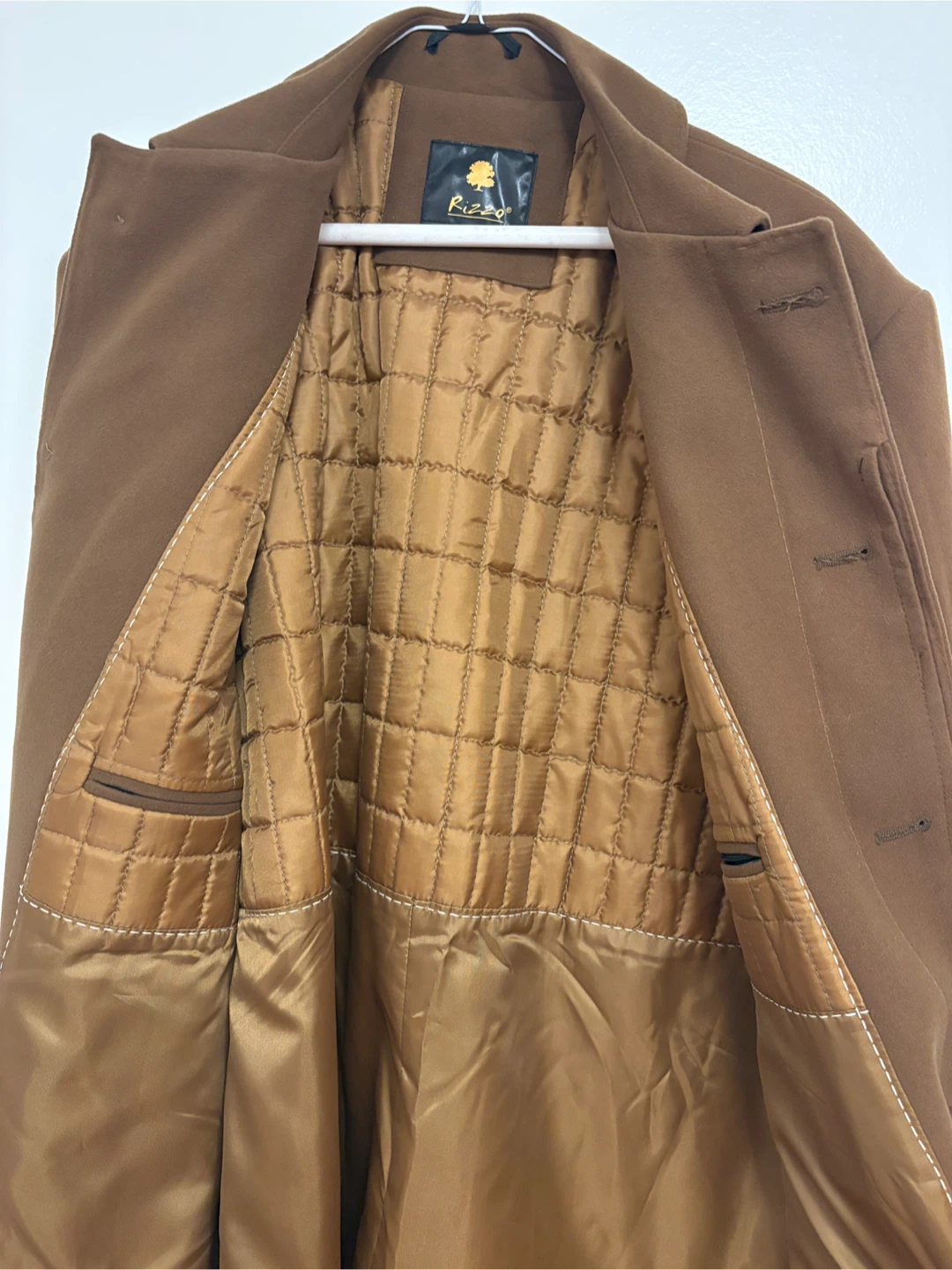 Brand New - RIZZO Men's Brown Wool Blend Overcoat Size 58 - photo 3