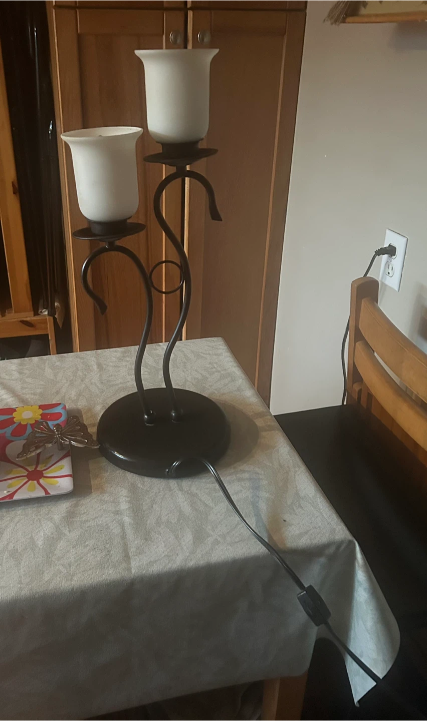 Black 2-Light Tabletop Lamp