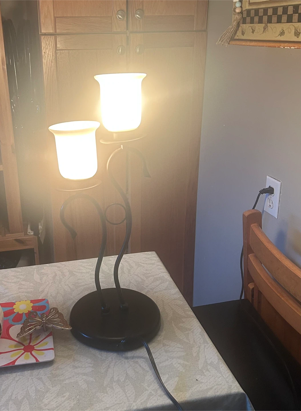 Black 2-Light Tabletop Lamp - photo 2