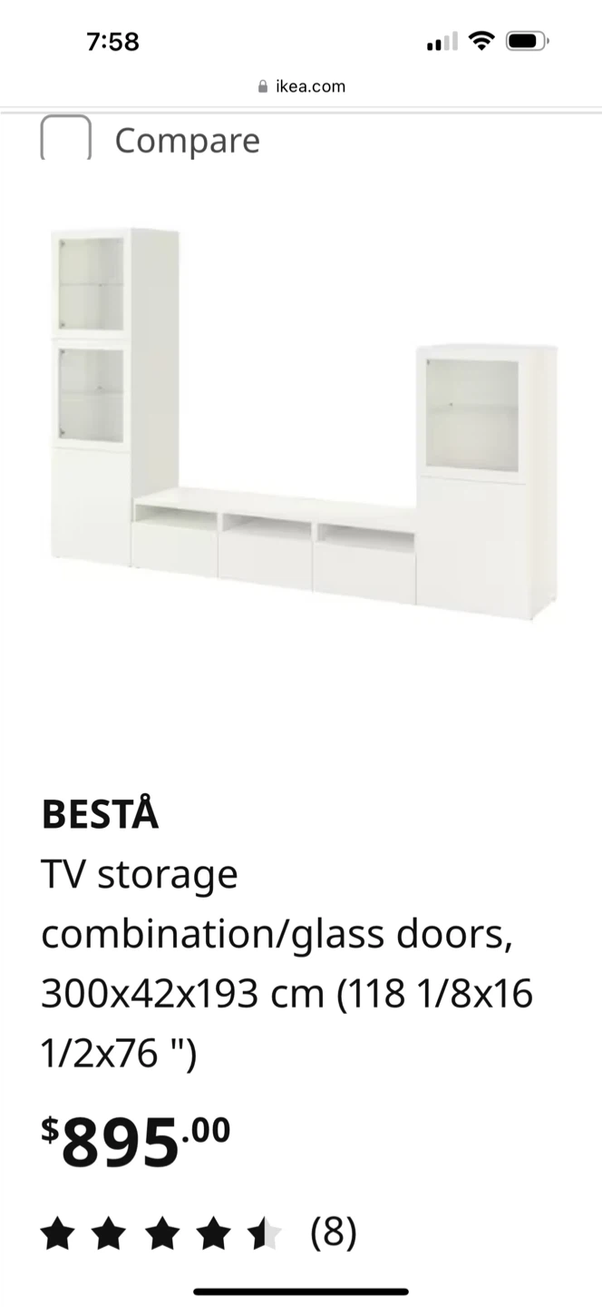 IKEA TV storage combination with glass doors