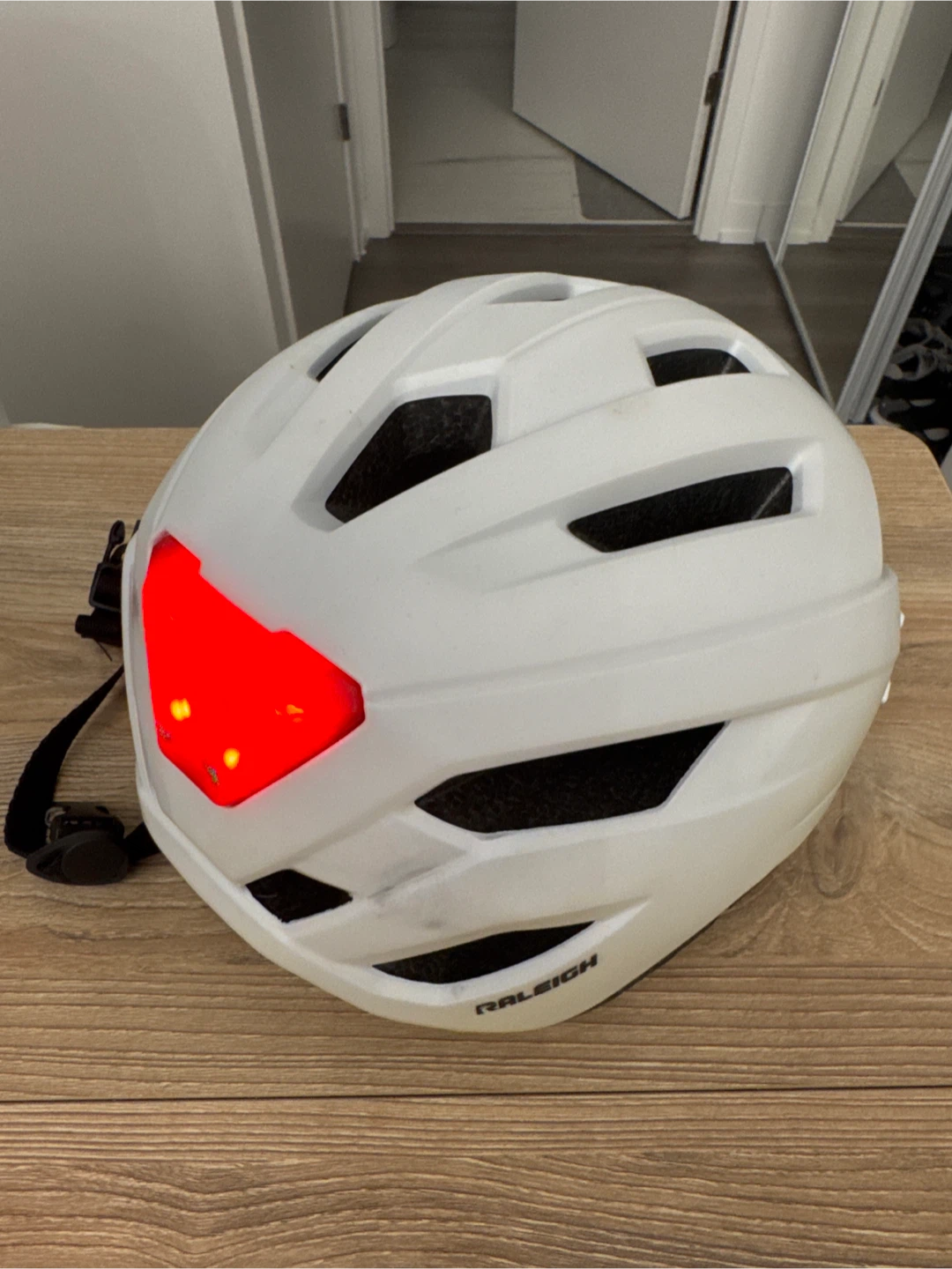 Raleigh White Bicycle Helmet with Rear Light - photo 2