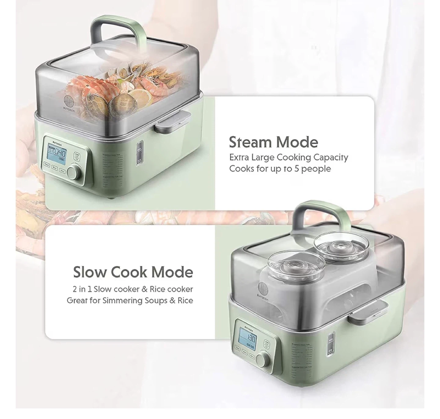 BUYDEEM G563 Electric Food Steamer and Slow Cooker - photo 2