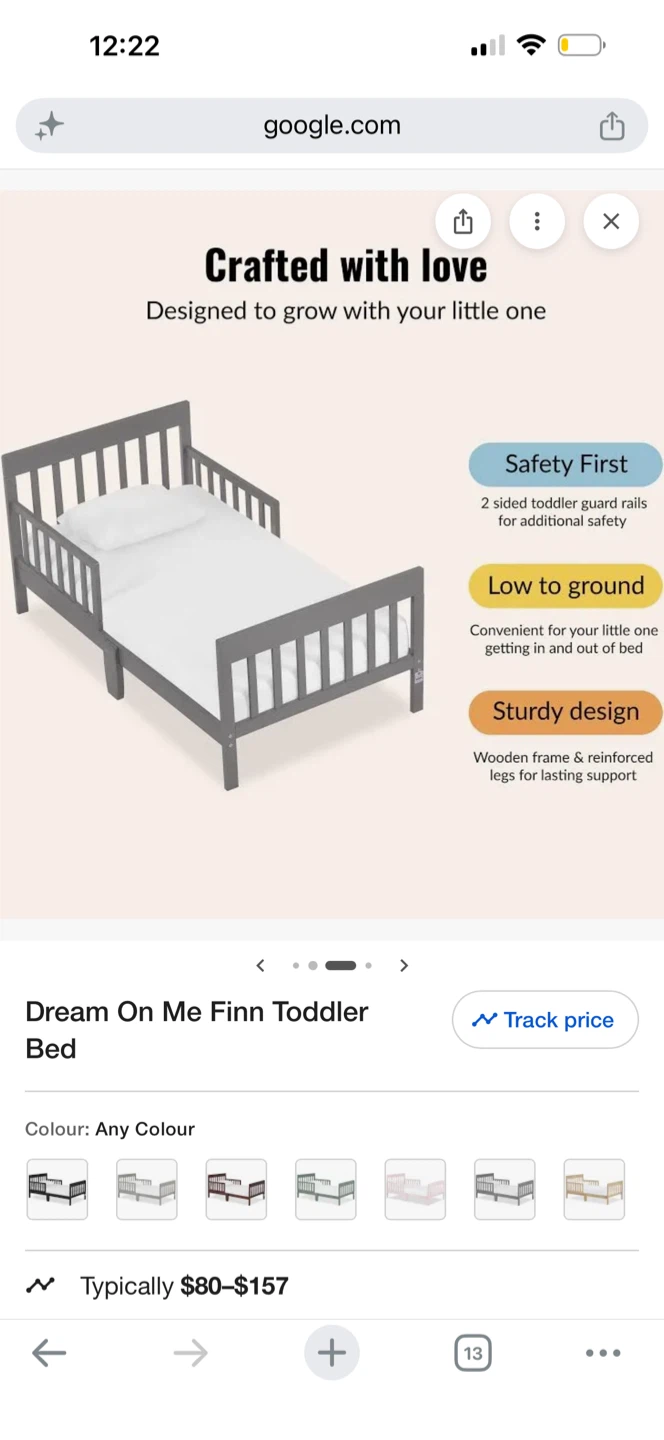Dream On Me Finn Toddler Bed - Grey
