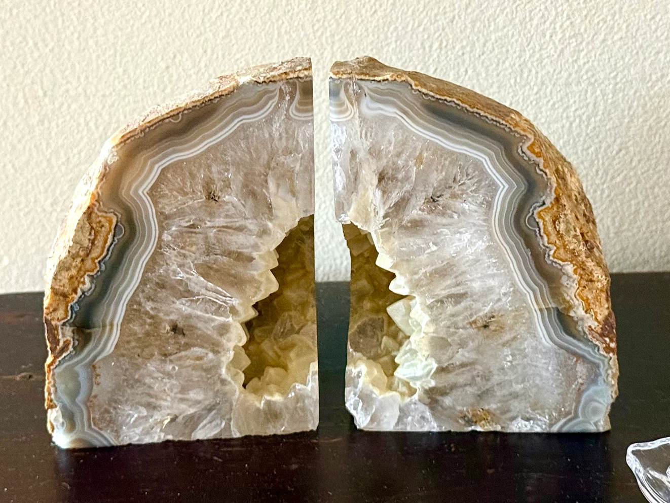 Large Brazilian Agate Crystal Bookends Set  (Heavy)
