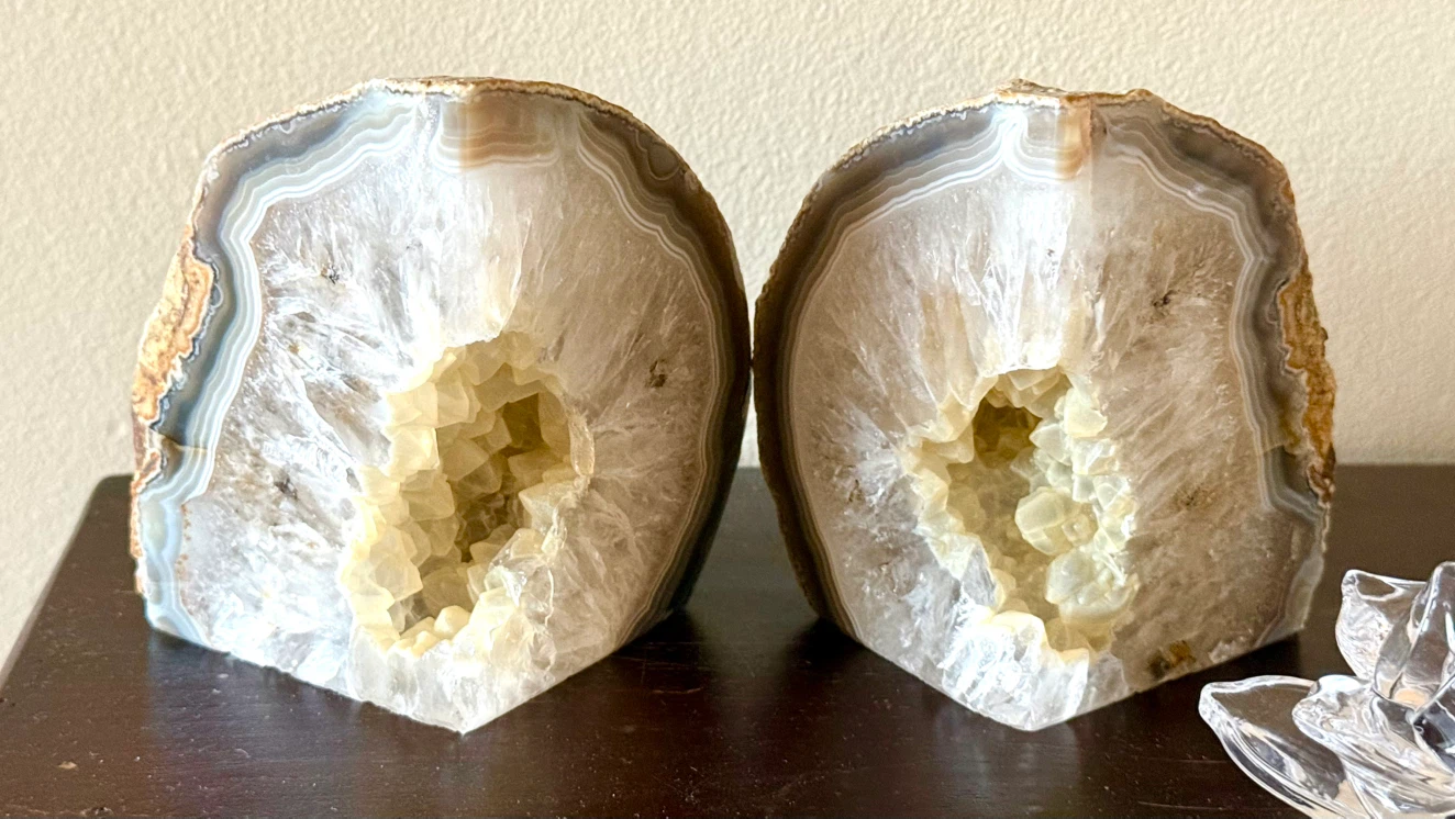Large Brazilian Agate Crystal Bookends Set  (Heavy) - photo 2