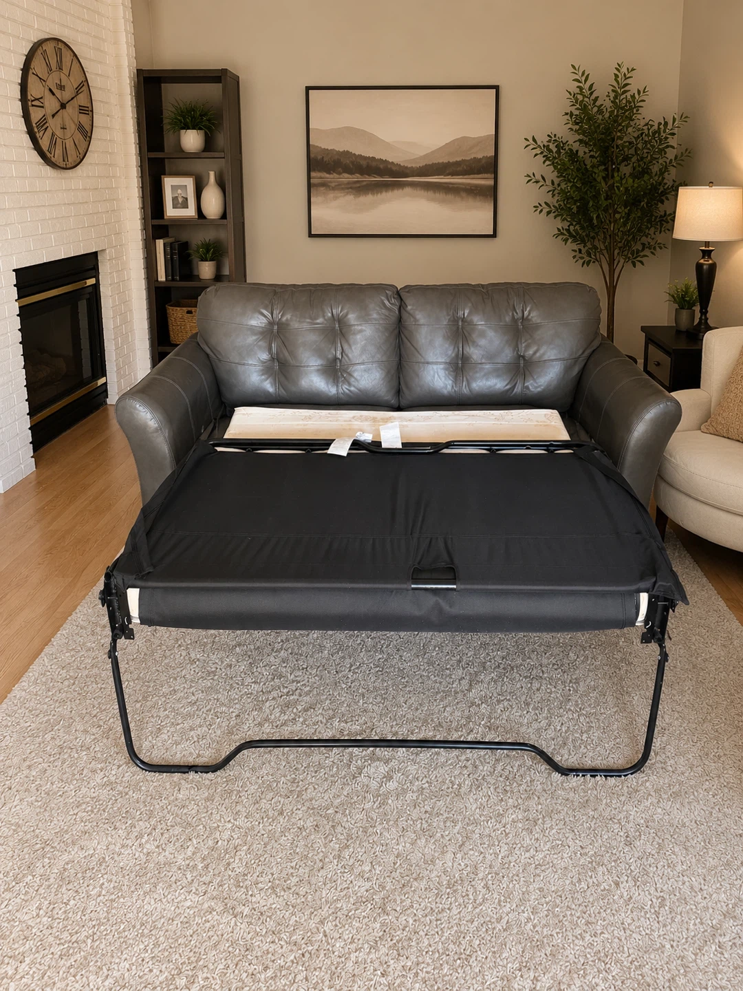 Hide-a-Bed Leather Sofa – Pull-Out Sleeper | Excellent Condition
