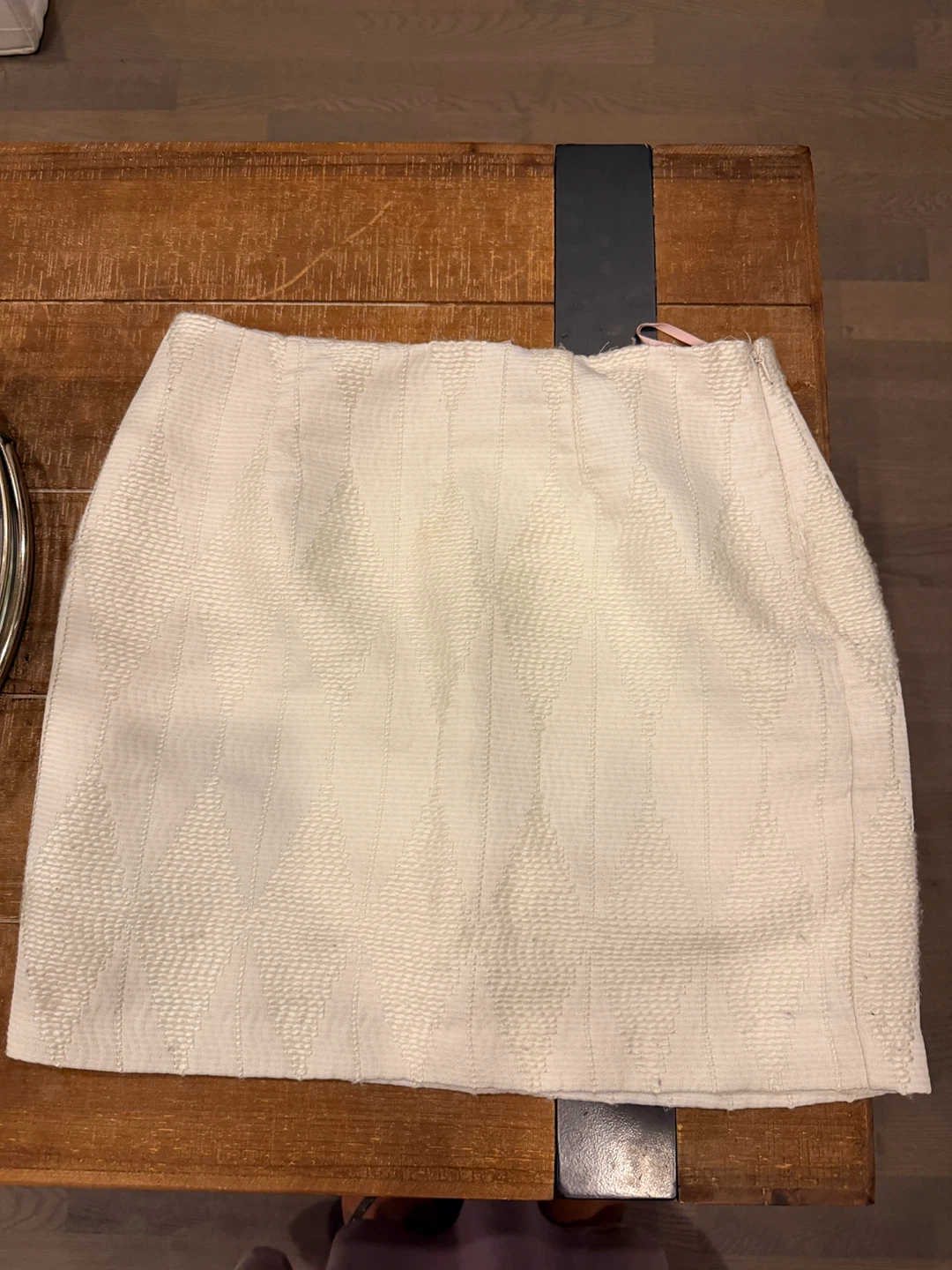 White Textured Mini Skirt