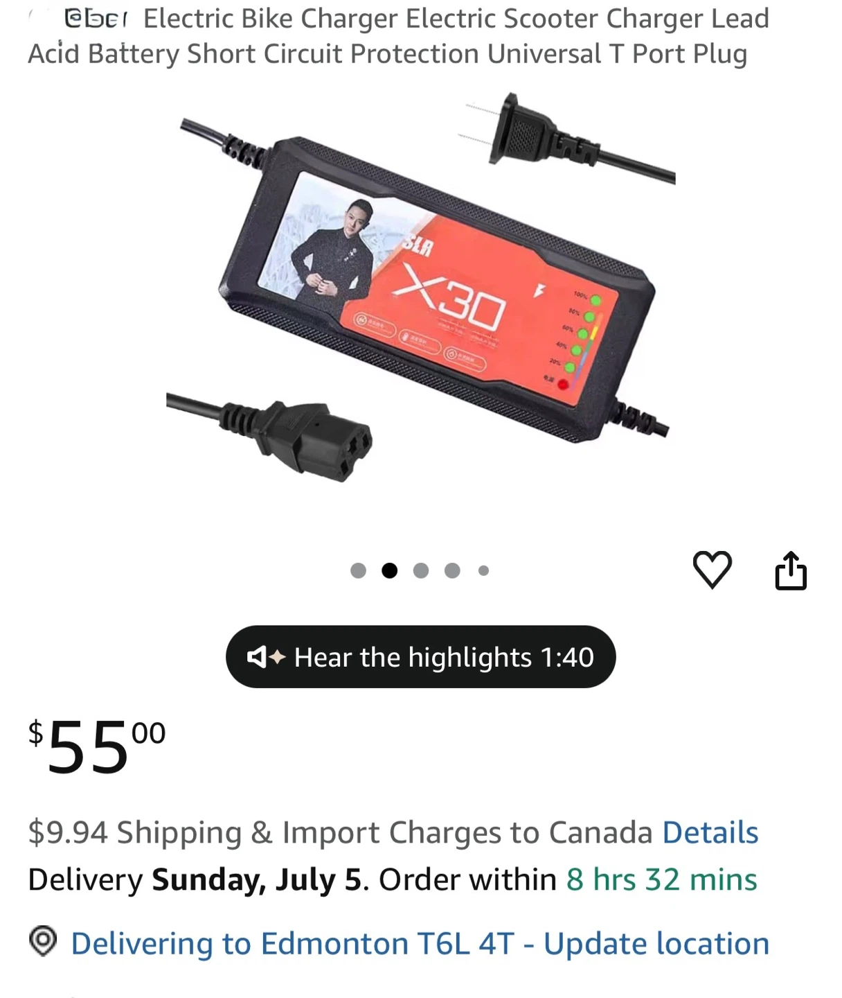 Electric Bike/Scooter Battery Charger
