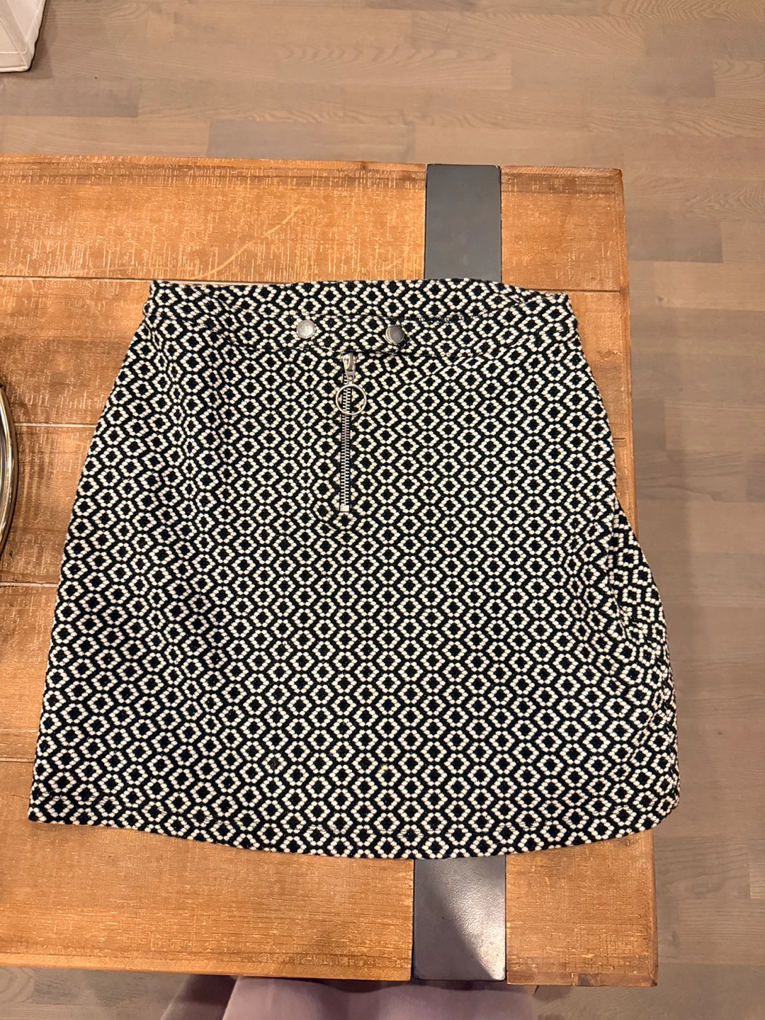 Black and White Patterned Mini Skirt