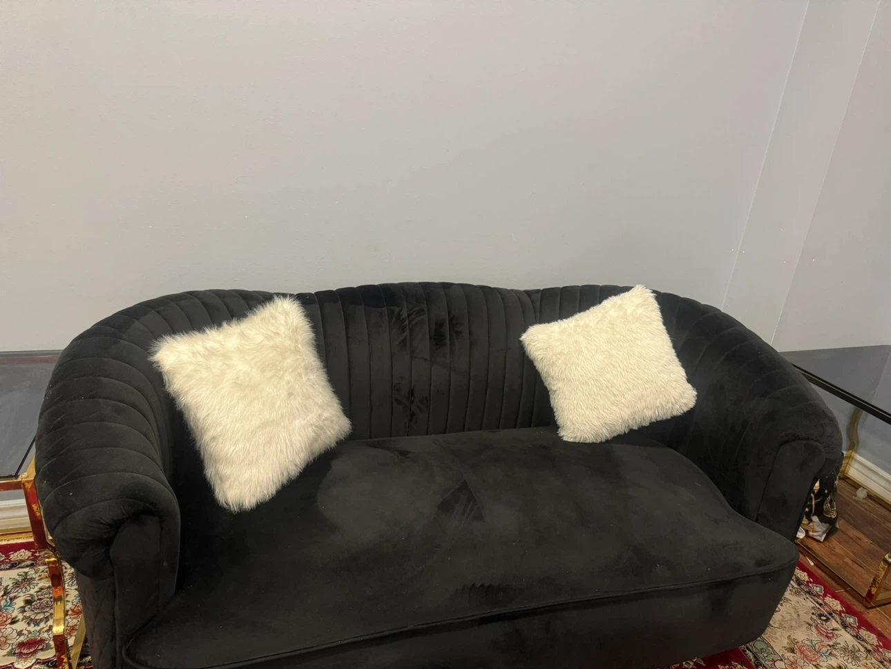 Black Velvet Sofa and Armchair Set - photo 3