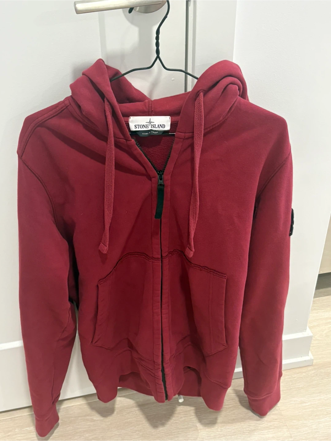 Stone Island Red Zip-Up Hoodie