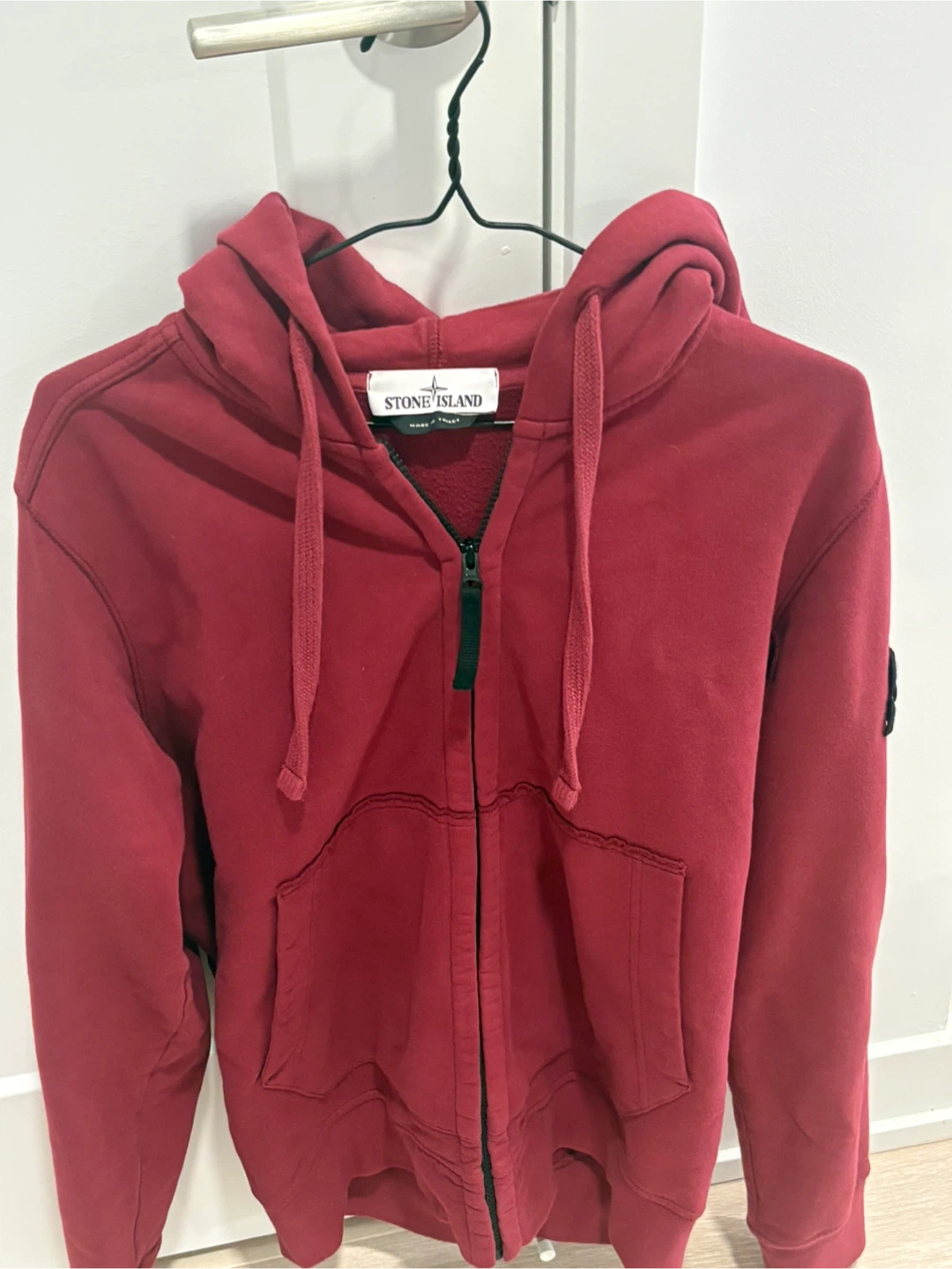 Stone Island Red Zip-Up Hoodie - photo 2