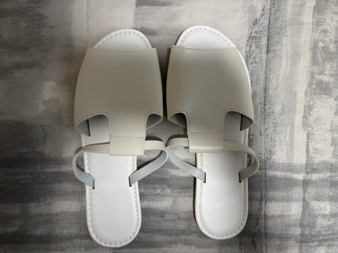 White Flat Sandals Size 42