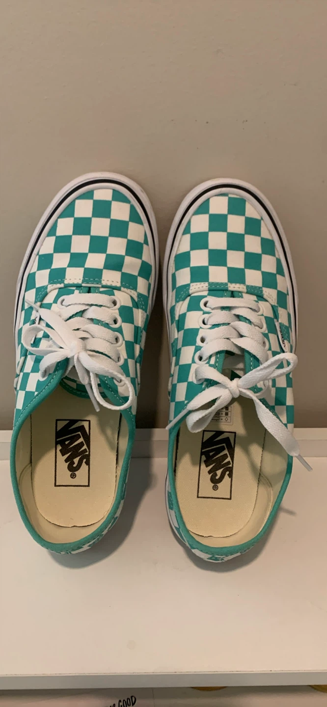Vans Checkerboard Era Shoes - Teal and White