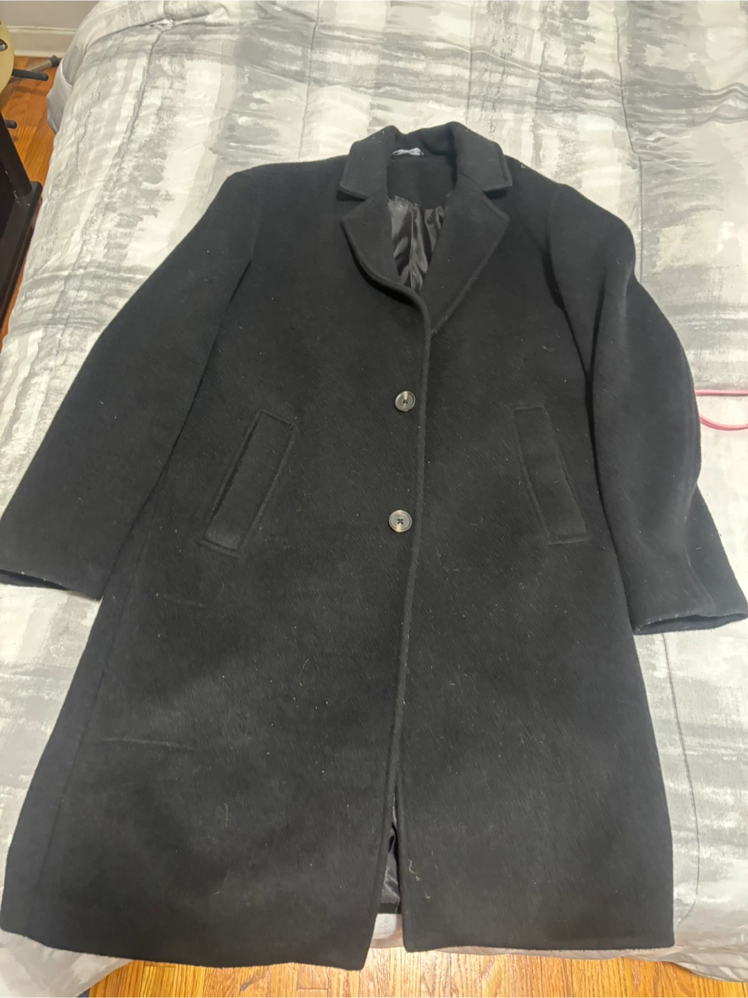 ZARA Black Wool Blend Overcoat