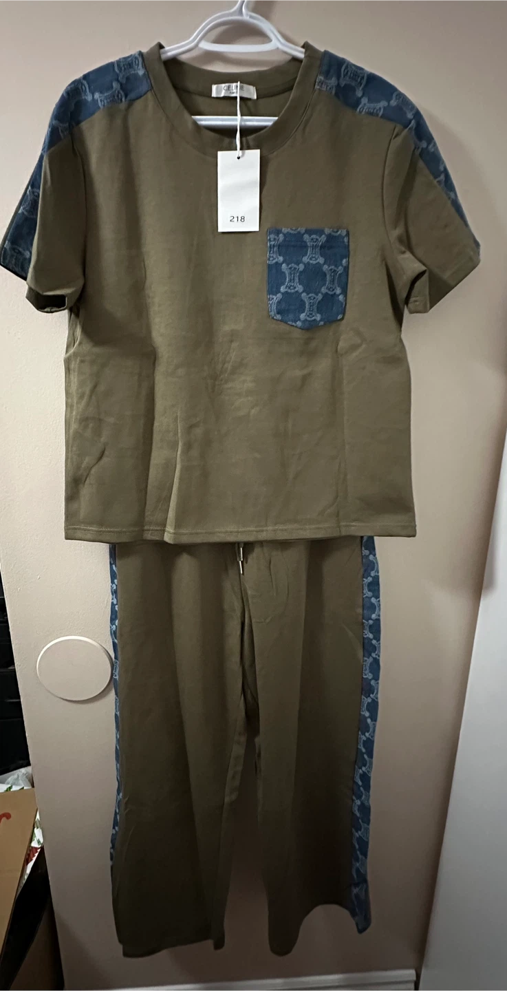 Celine Tracksuit Set - Olive Green