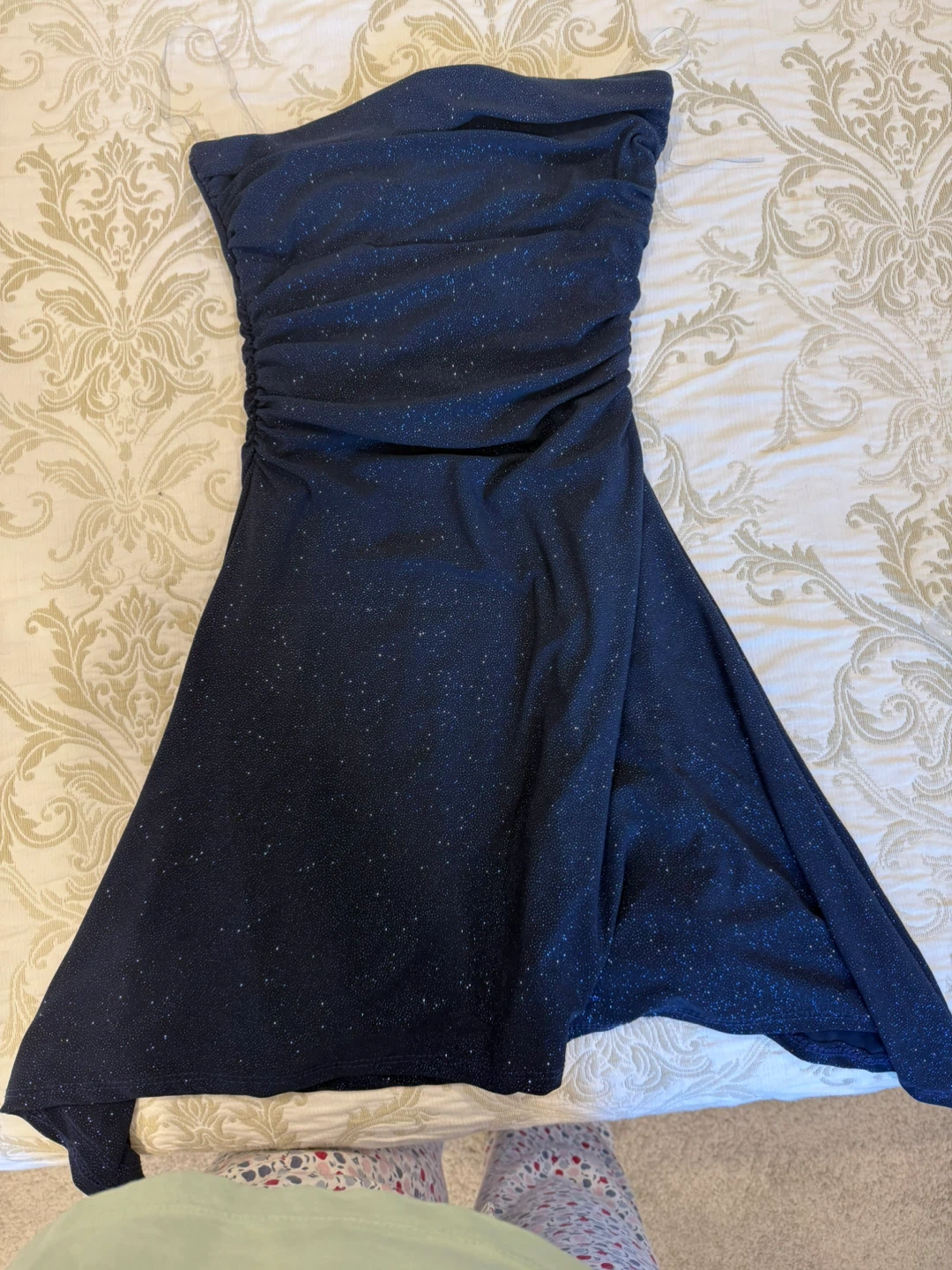 Navy Blue Sparkle Strapless Dress - photo 2