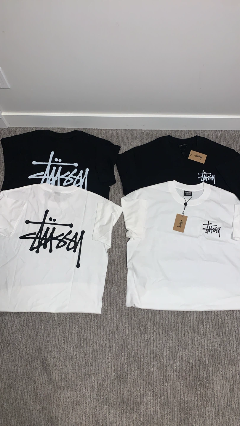 Stüssy T-Shirts (White & Black) - Size Medium