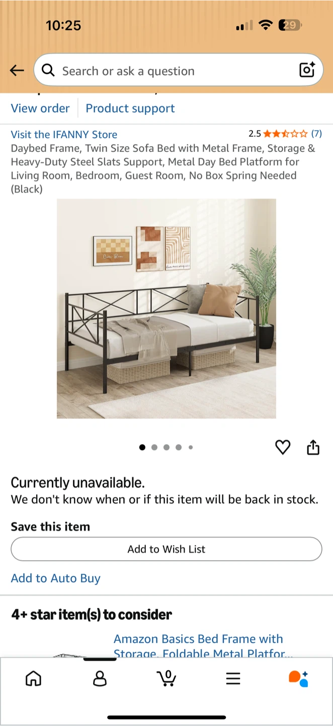 Black Metal Daybed Frame - Twin Size