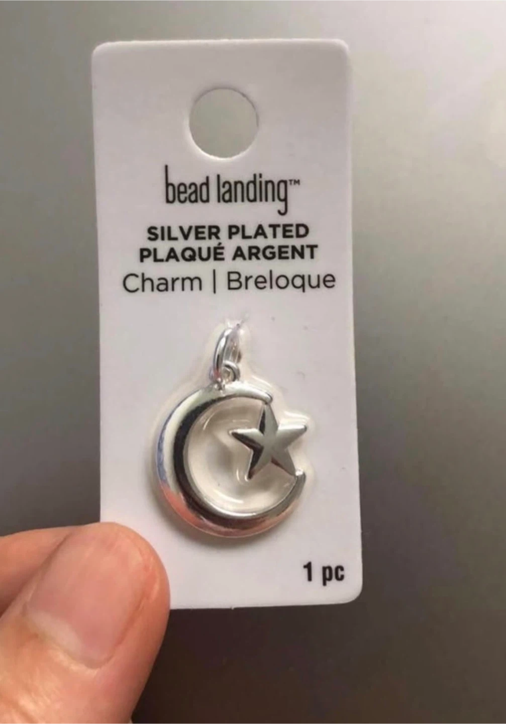 Bead Landing Silver Plated Moon & Star Charm