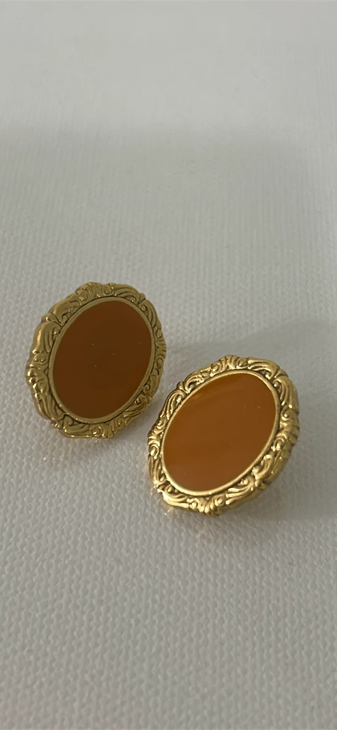 Gold Tone Oval Earrings