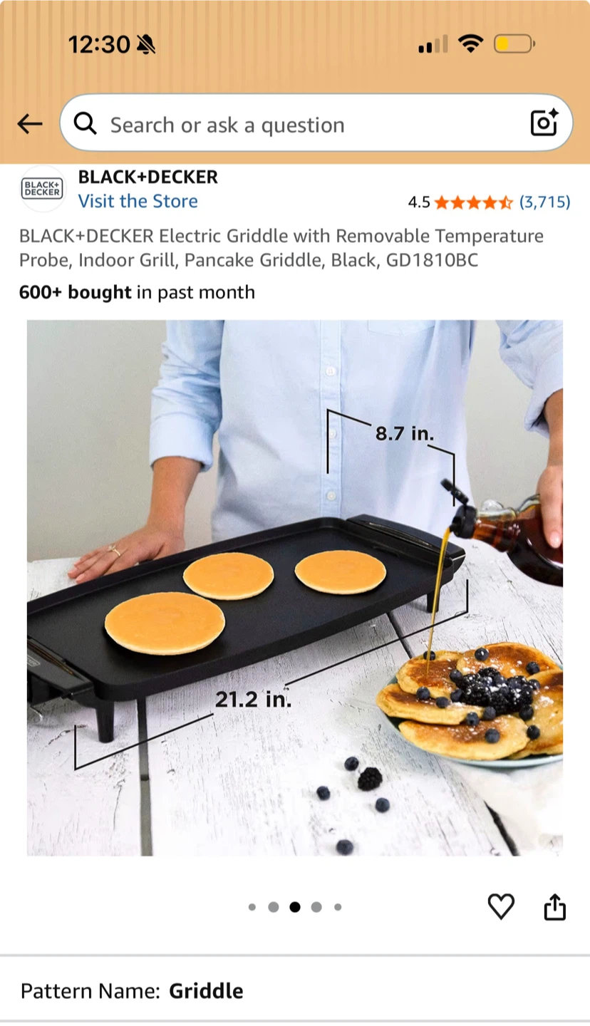 BLACK+DECKER Electric Griddle GD1810BC