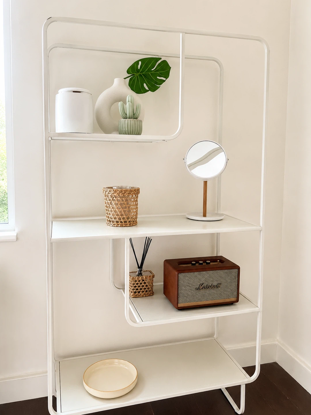 White freestanding shelf (by July 14)