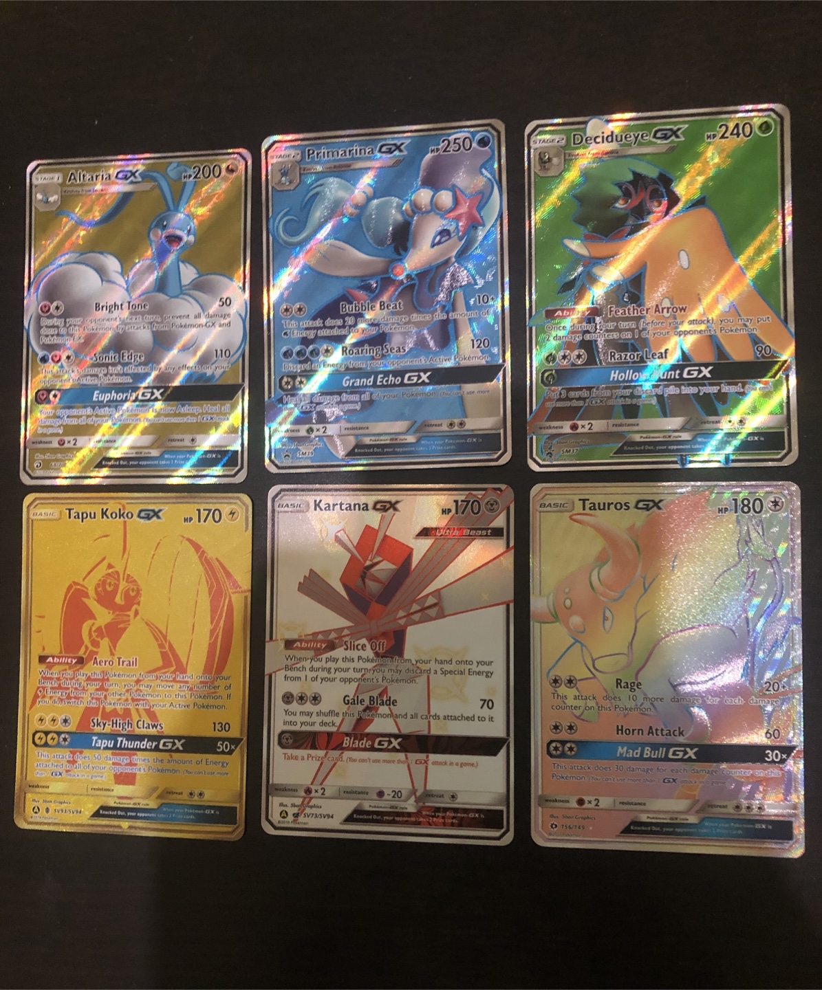 Pokemon Full Art GX Card Lot of 6