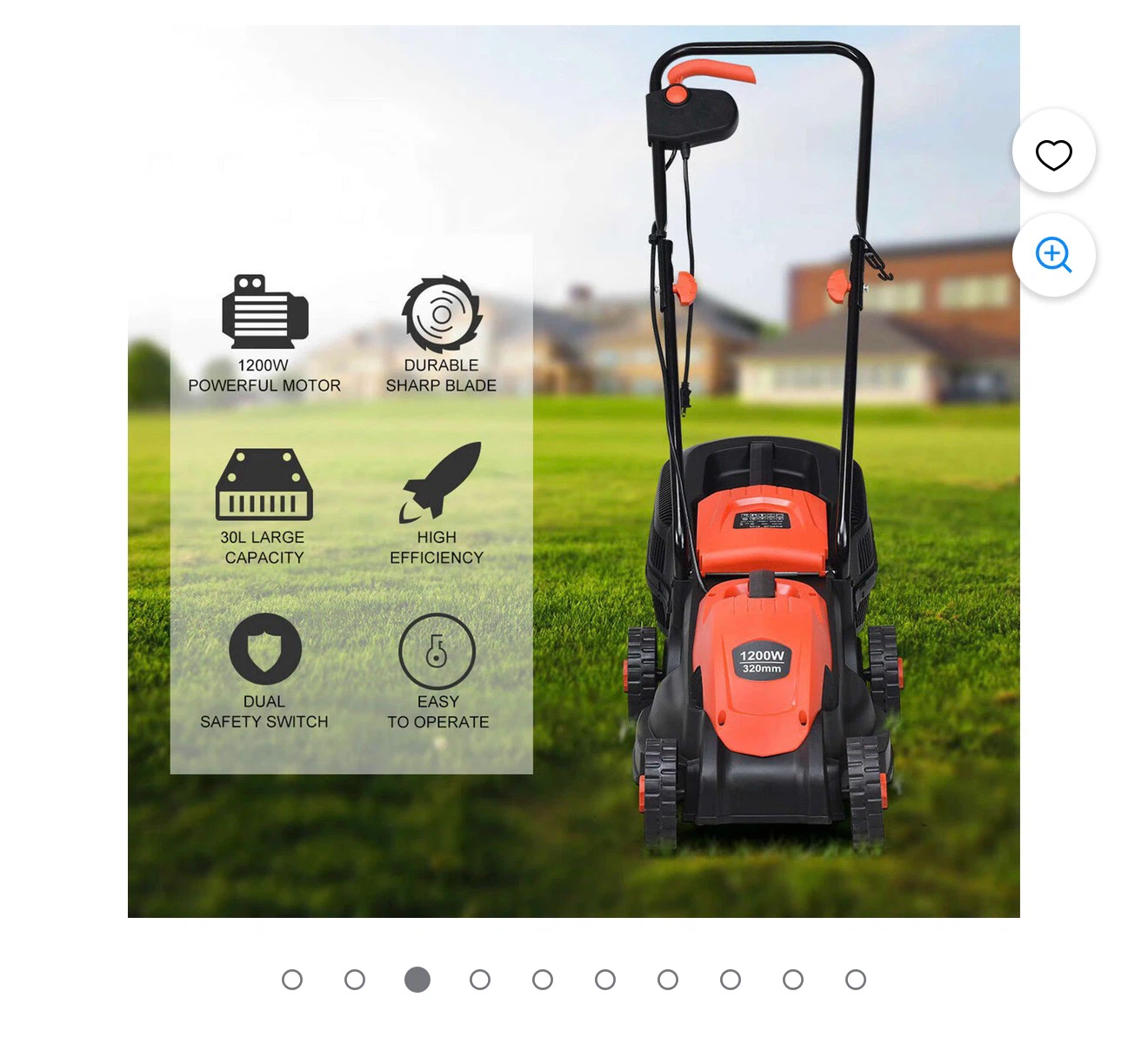 1200W Electric Lawnmower 320mm Cutting Width - photo 3