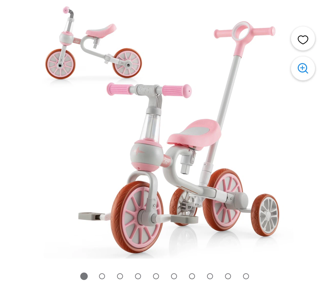 Pink 3-in-1 Kids Tricycle Stroller Ride-On Toy