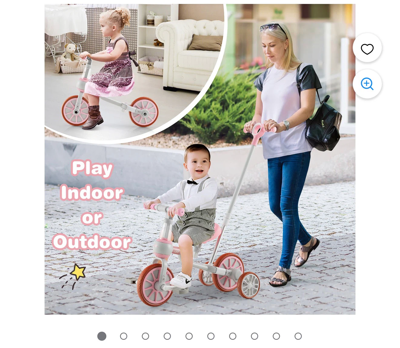 Pink 3-in-1 Kids Tricycle Stroller Ride-On Toy - photo 5