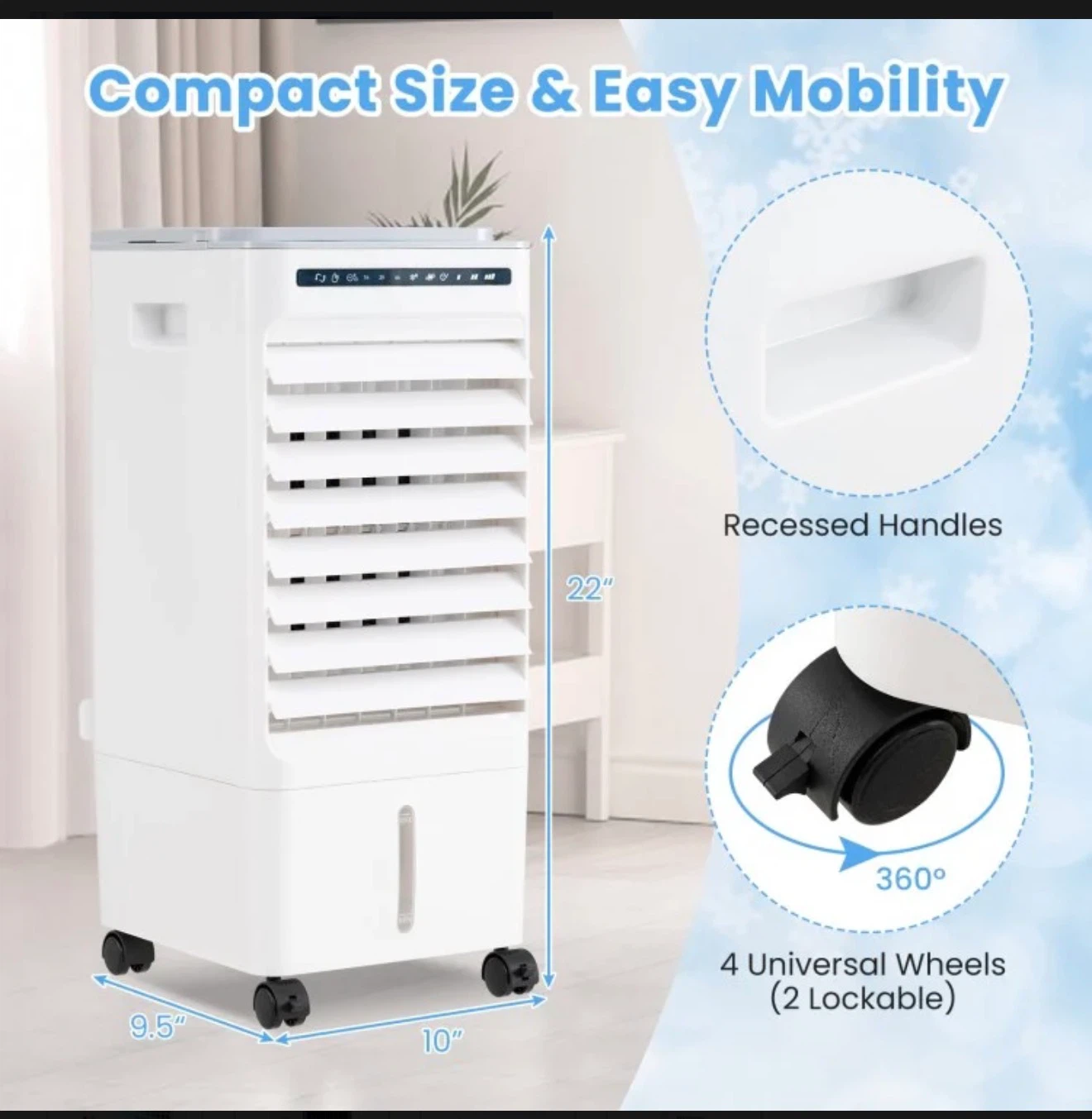 White Portable Air Cooler Fan Humidifier 3-in-1 - photo 2