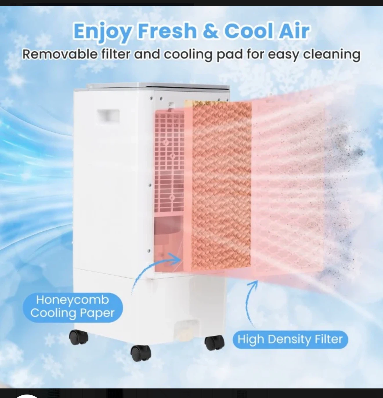 White Portable Air Cooler Fan Humidifier 3-in-1 - photo 4