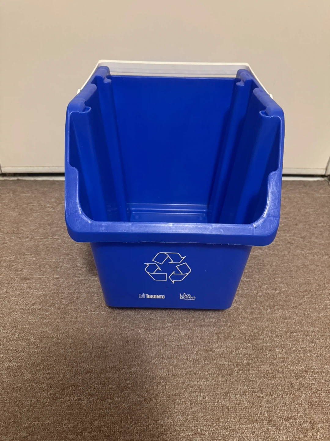 Blue recycling bins