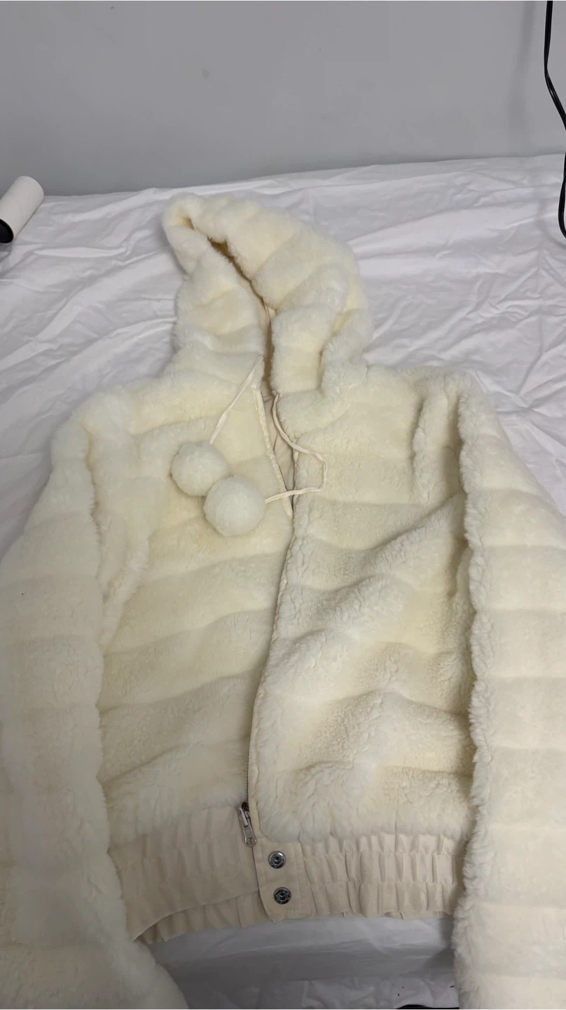 725 Originals Cream Faux Fur Hooded Jacket