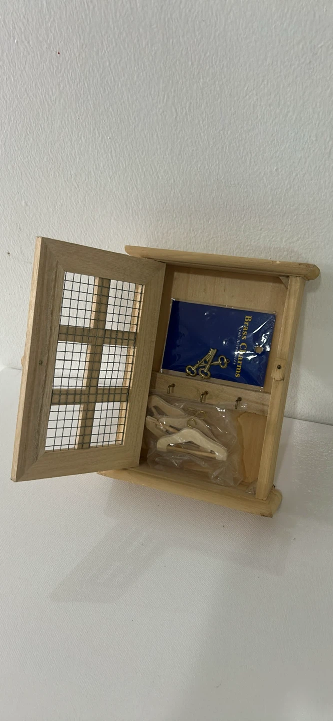 Wooden Key Holder Cabinet with Window