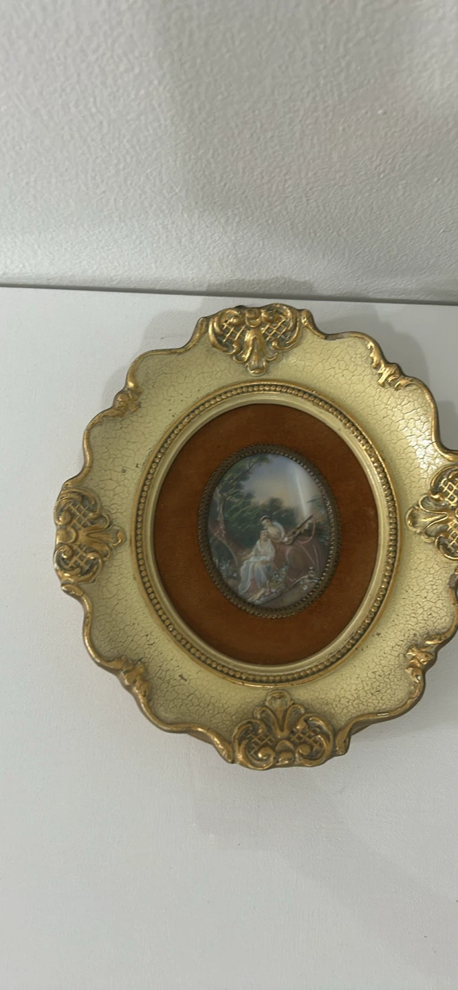 Vintage Oval Miniature Portrait Framed Art