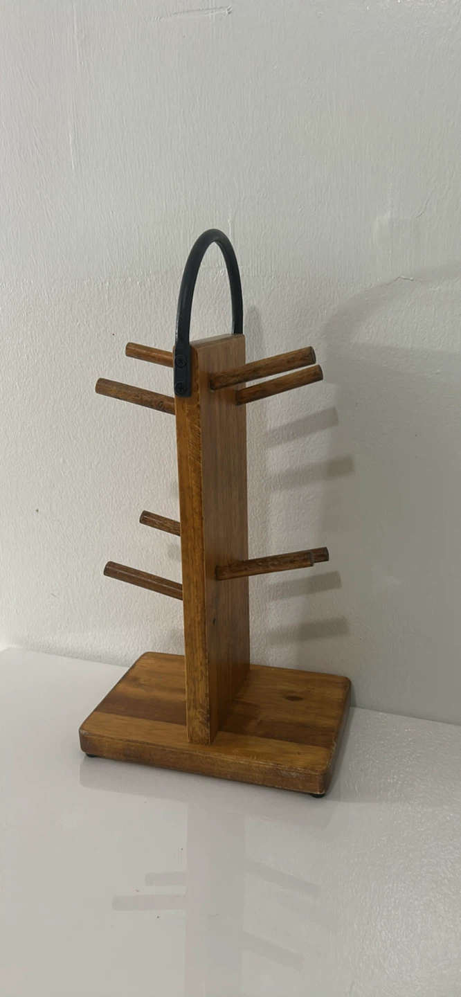 Wooden Mug Tree with Handle