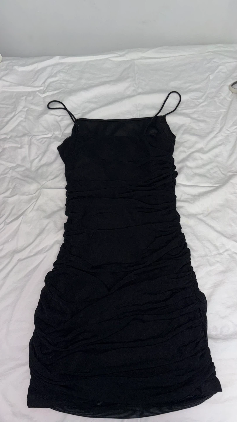 Black Ruched Mini Dress - photo 2