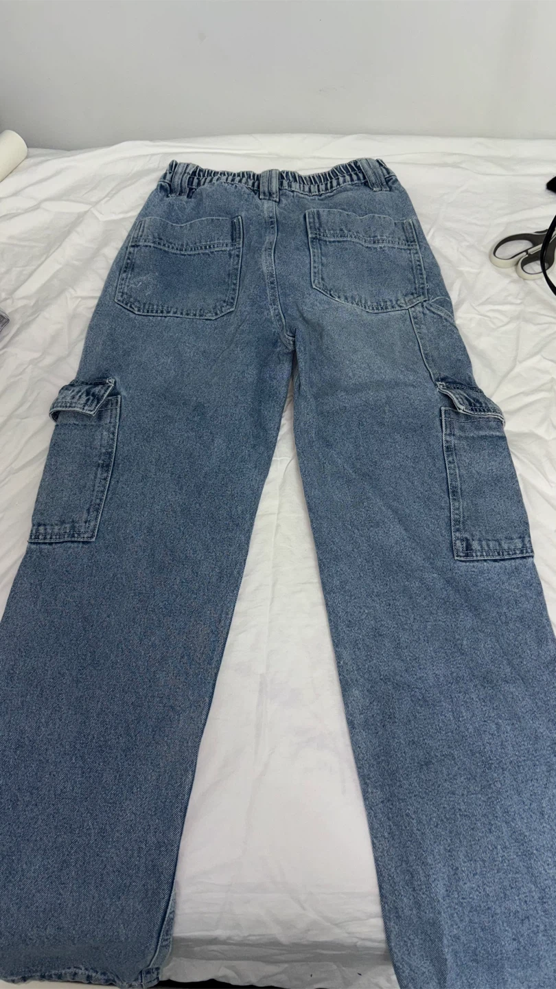 blue Denim Cargo Pants - photo 2