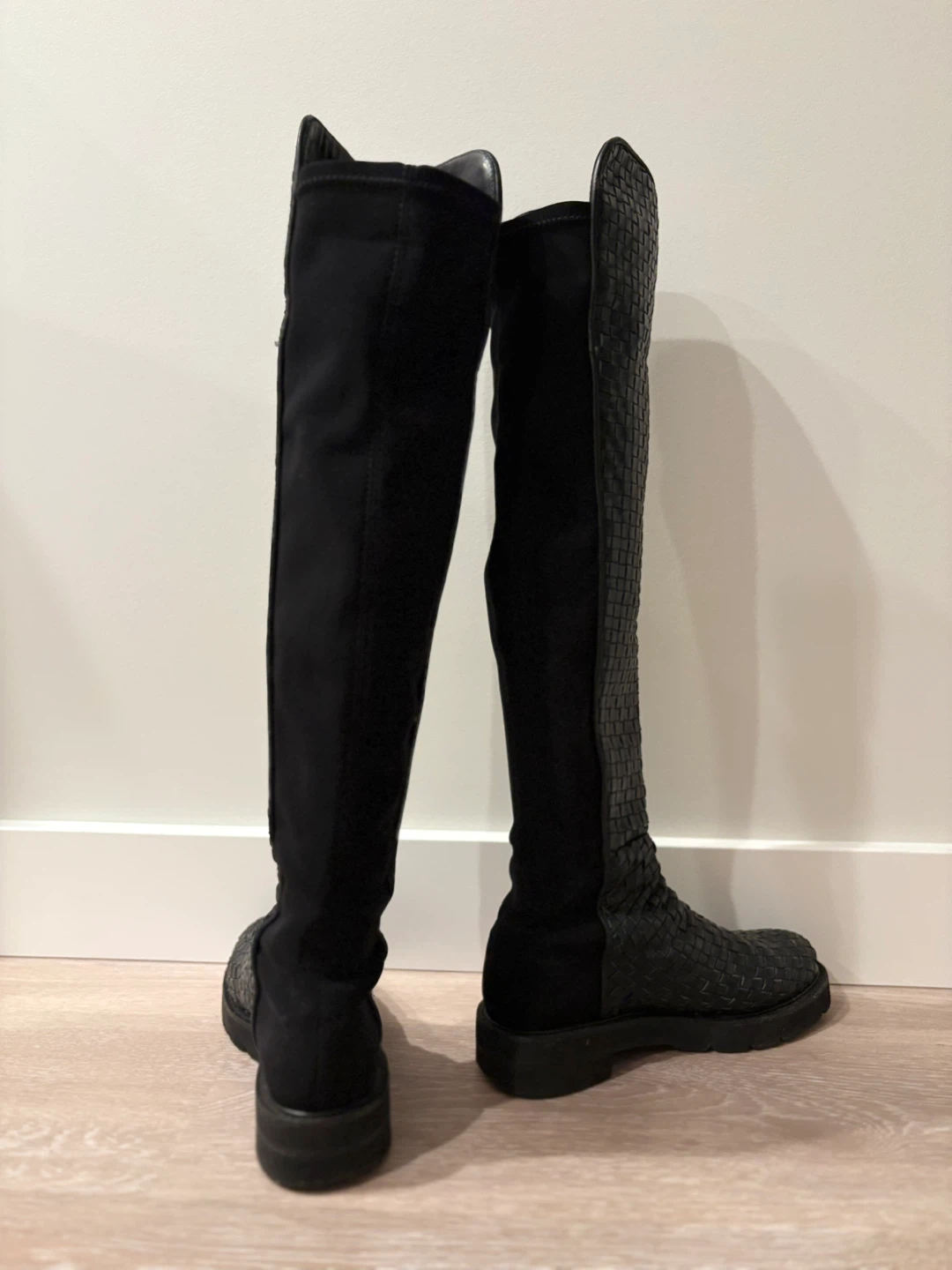 Stuart Weitzman Intrecciato-Style Woven Leather Knee Boots - photo 3