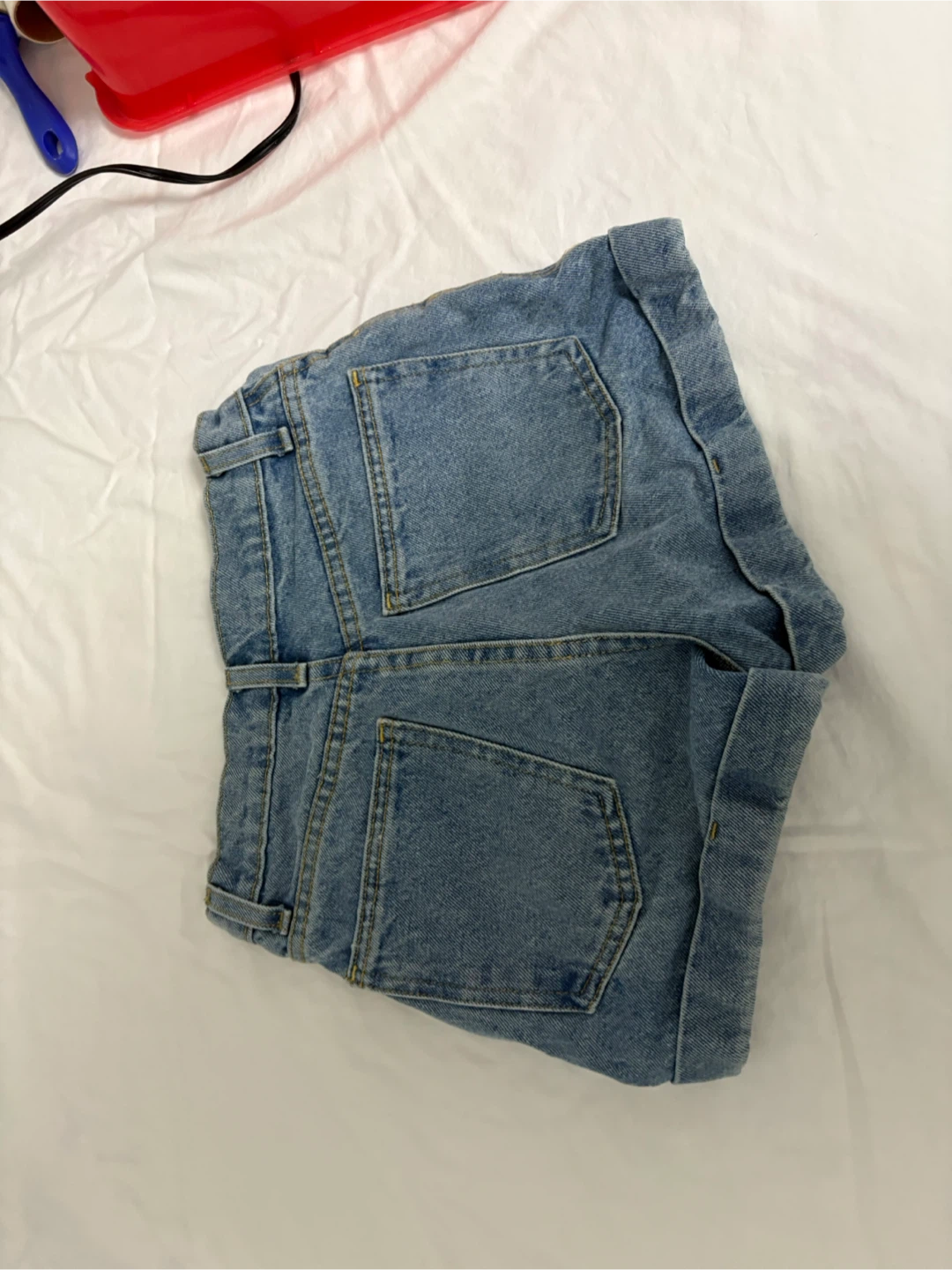 American Apparel High-Waist Cuff Denim Shorts Size 24 - photo 2