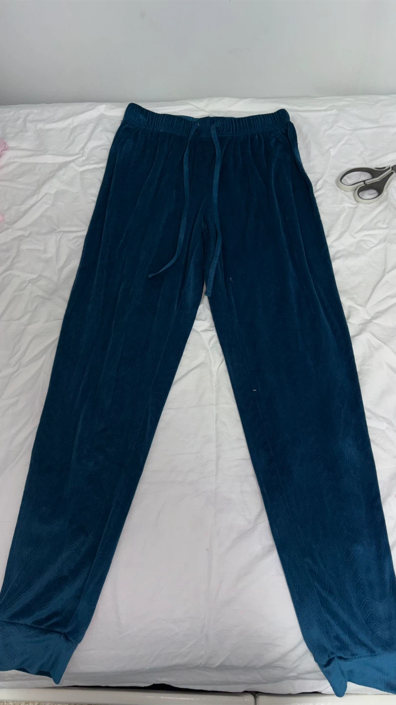 Teal velour loungewear pants/ pjs