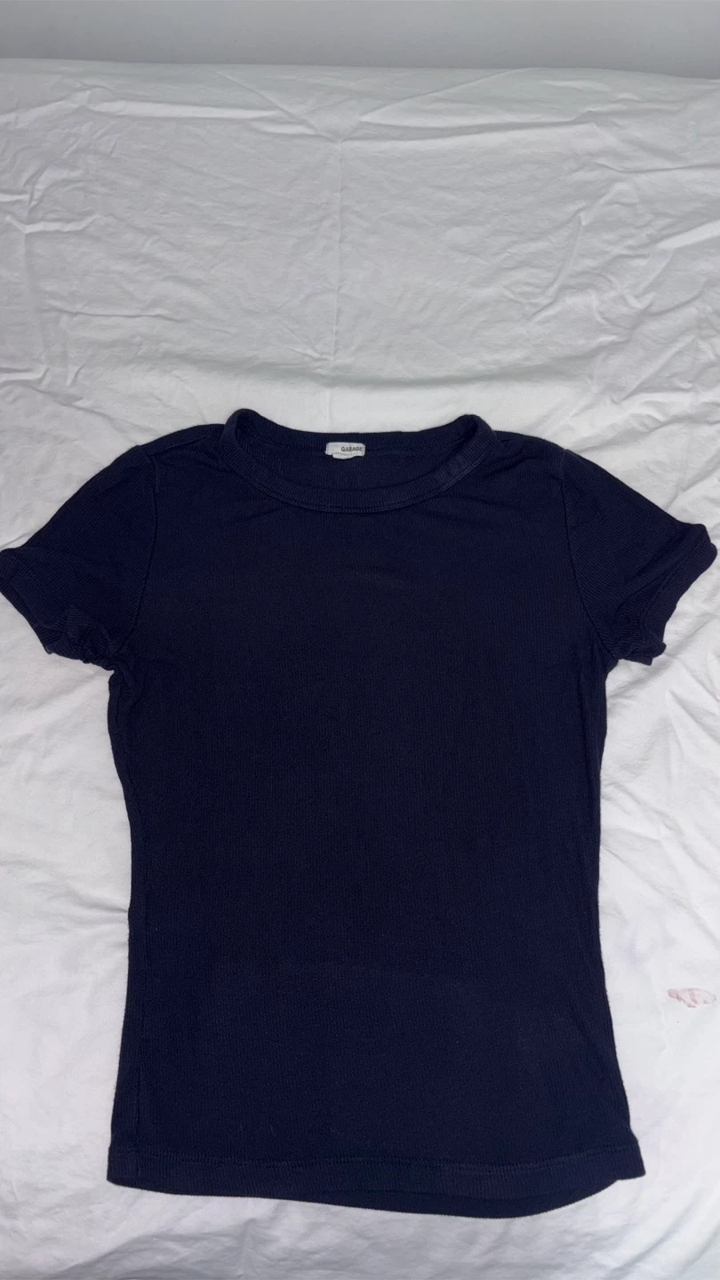 Garage Navy Blue Ribbed T-Shirt