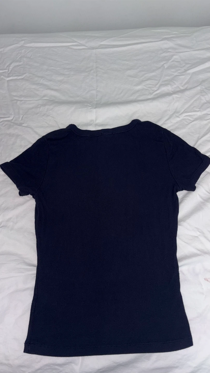 Garage Navy Blue Ribbed T-Shirt - photo 2