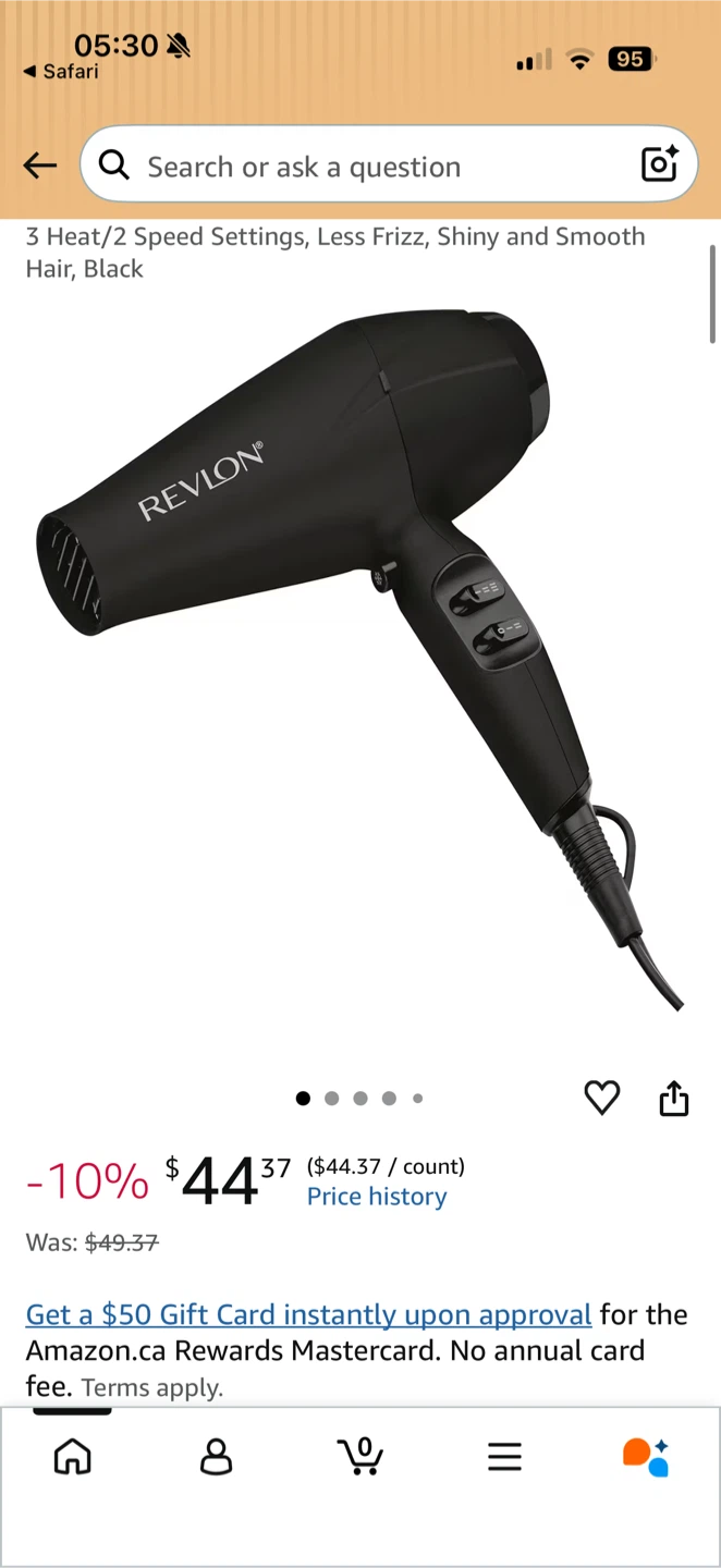 Revlon Black Hair Dryer with Diffuser