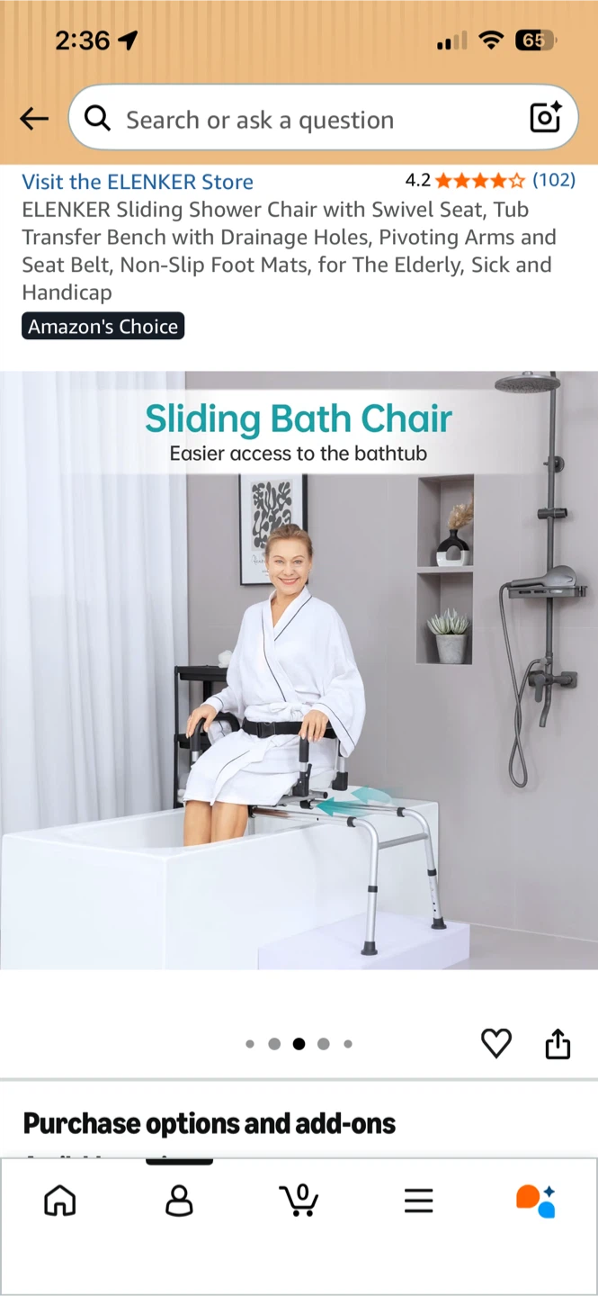ELENKER sliding shower chair w/ swivel chair - photo 3