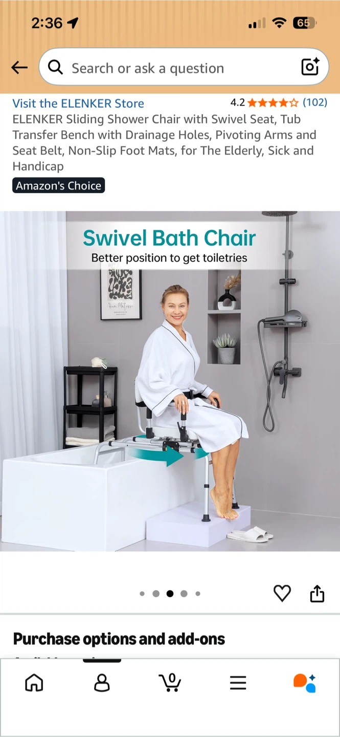 ELENKER sliding shower chair w/ swivel chair - photo 4
