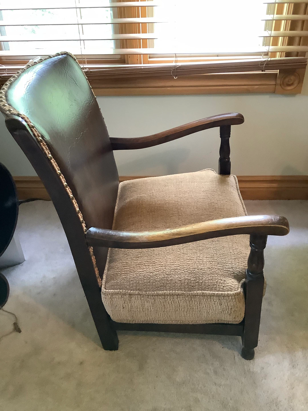 Ant Victorian Style Wd Leather & Upholstery Nursing Arm Chair 🐞 - photo 2